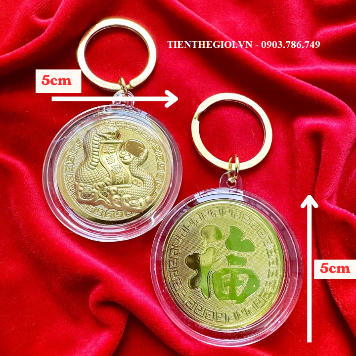 Móc Khóa Đồng Xu Con Rắn Cute